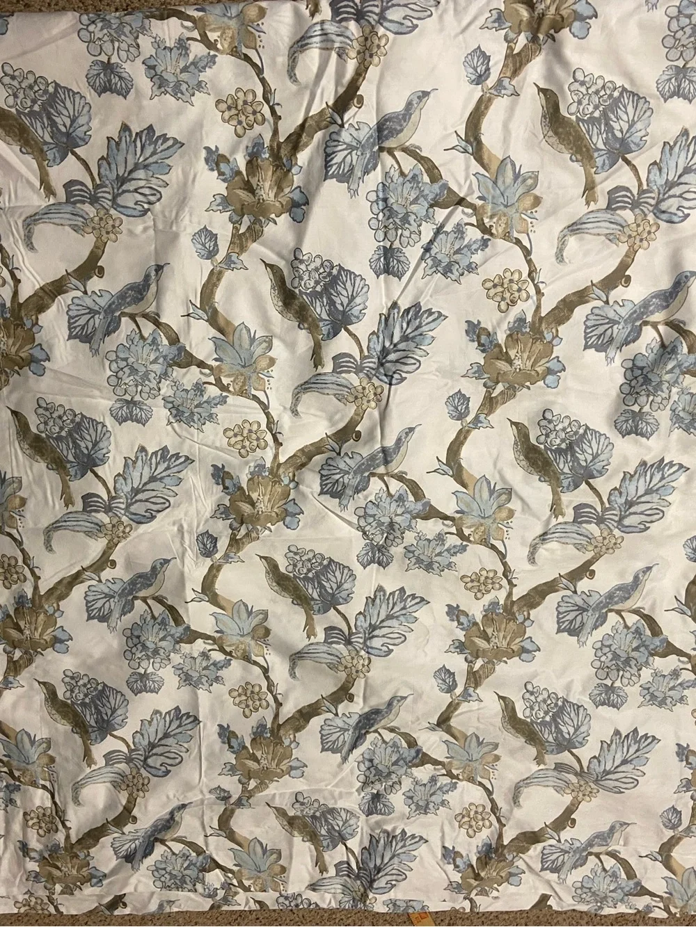 SFERRA Mystic Bird Duvet Cover Queen Blue Taupe Bird Floral Pima Cotton Rare 94”